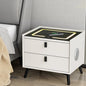 Smart Bedside Table 2 Drawers with Wireless Charging Ports Led White Aika