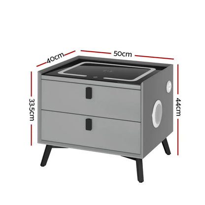 Smart Bedside Table with Wireless Charging - Aika Grey