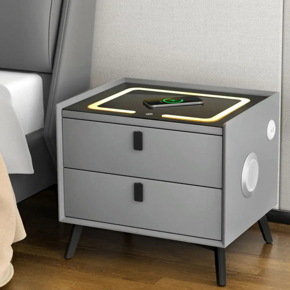 Smart Bedside Table with Wireless Charging - Aika Grey