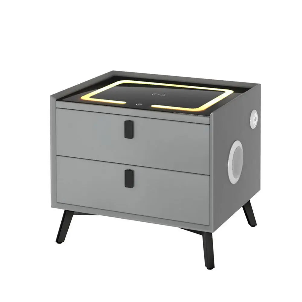 Smart Bedside Table with Wireless Charging - Aika Grey