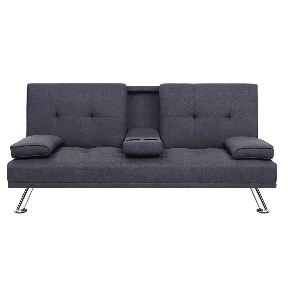 Sofa Bed 175cm Dark Grey Fabric