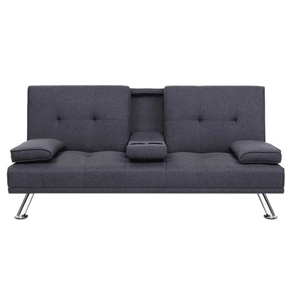 Sofa Bed 175cm Dark Grey Fabric