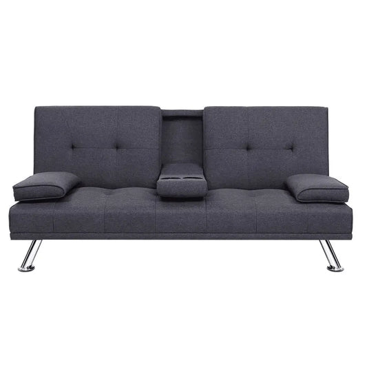 Sofa Bed 175cm Dark Grey Fabric