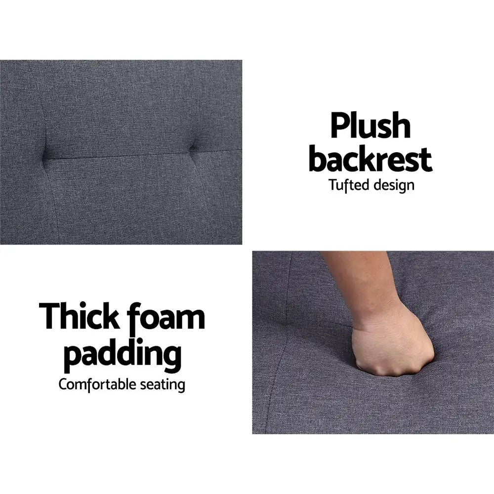 Sofa Bed 175cm Dark Grey Fabric