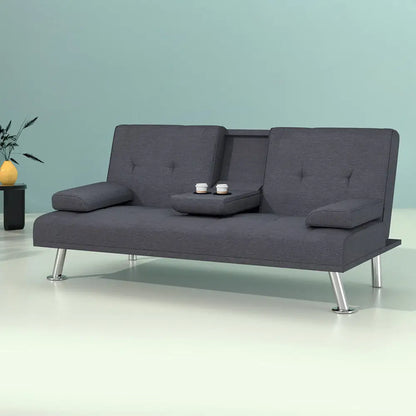 Sofa Bed 175cm Dark Grey Fabric
