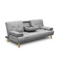 Sofa Bed 188cm Grey Faux Linen