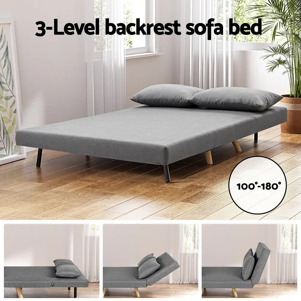 Sofa Bed 2 Seater Convertible Couch Recliner Lounge Chair Linen