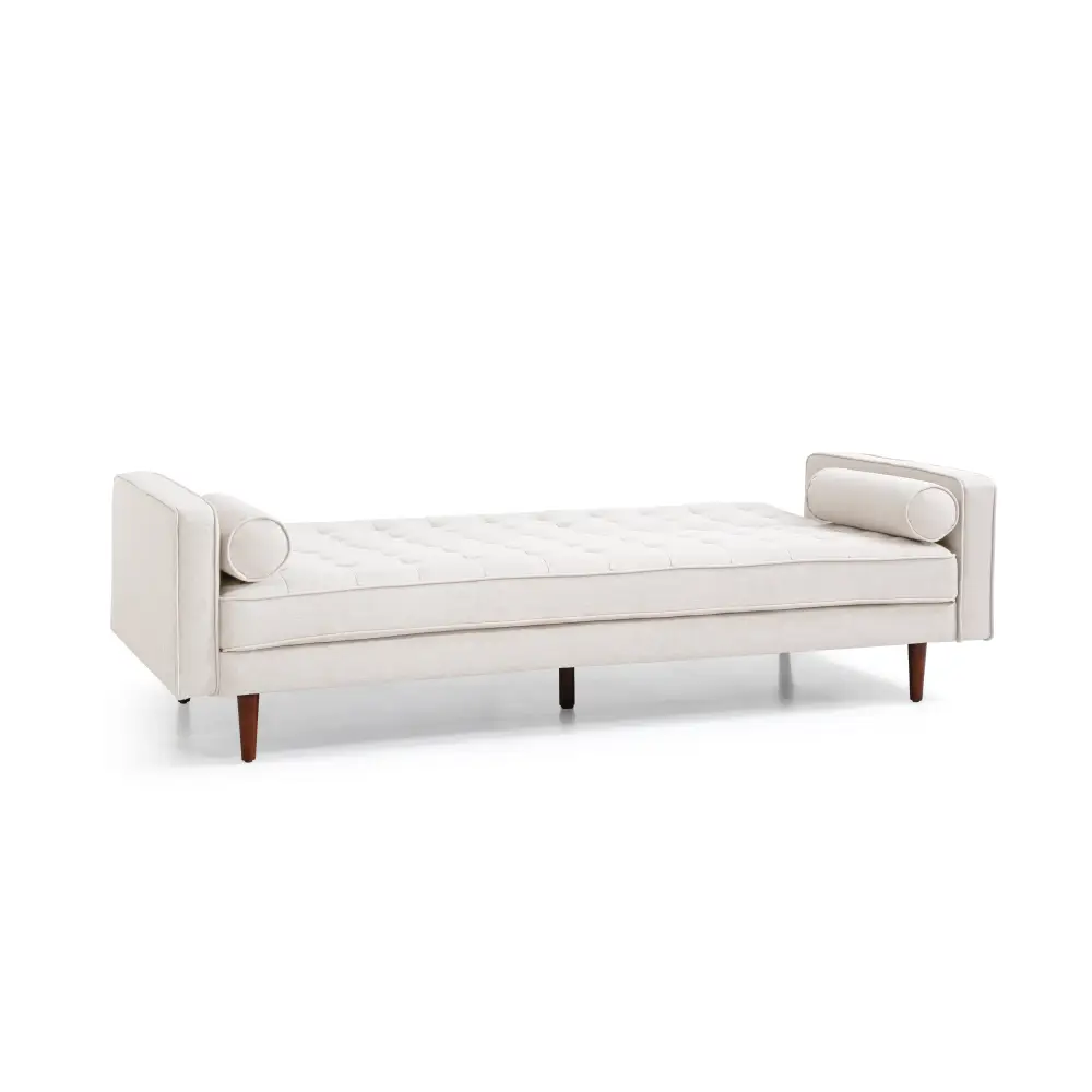 Sofa Bed 3 Seater Button Tufted Lounge Set for Living Room Couch in Fabric Beige Colour
