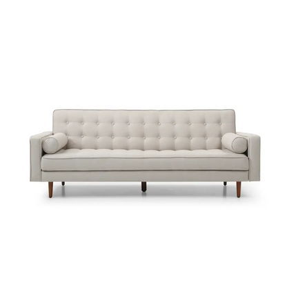Sofa Bed 3 Seater Button Tufted Lounge Set for Living Room Couch in Fabric Beige Colour