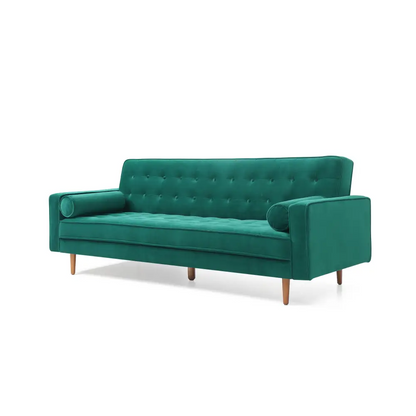 Sofa Bed 3 Seater Button Tufted Lounge Set for Living Room Couch in Velvet Green Colour