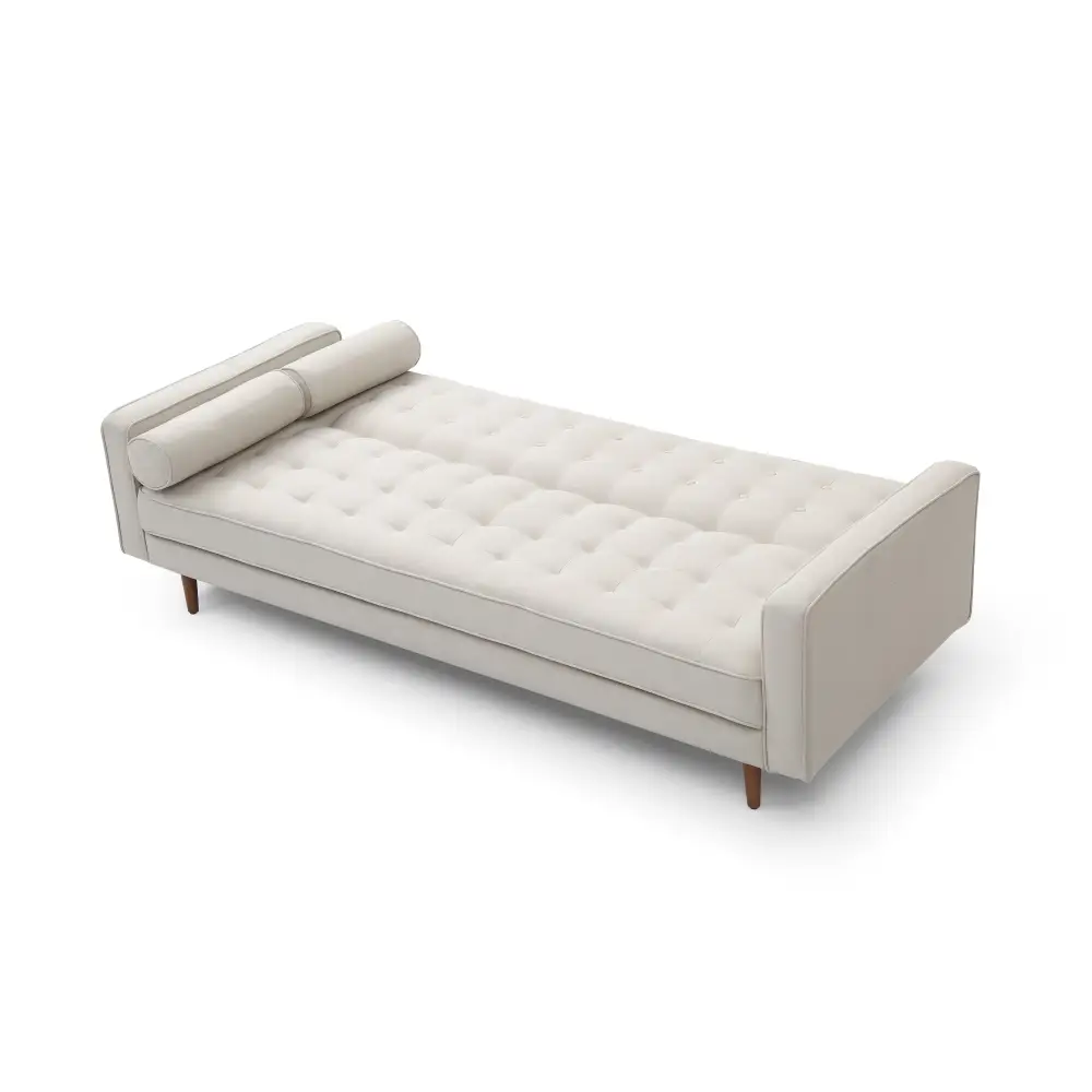 Sofa Bed 3 Seater Button Tufted Lounge Set for Living Room Couch in Fabric Beige Colour