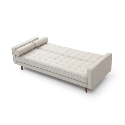 Sofa Bed 3 Seater Button Tufted Lounge Set for Living Room Couch in Fabric Beige Colour