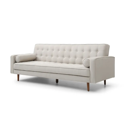 Sofa Bed 3 Seater Button Tufted Lounge Set for Living Room Couch in Fabric Beige Colour