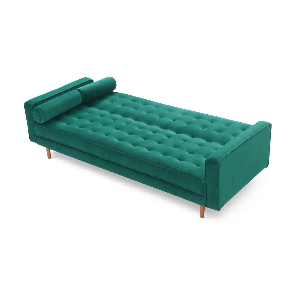 Sofa Bed 3 Seater Button Tufted Lounge Set for Living Room Couch in Velvet Green Colour