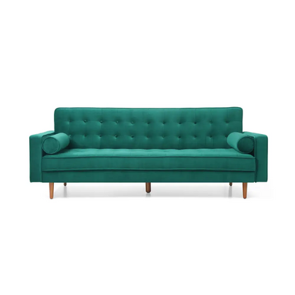 Sofa Bed 3 Seater Button Tufted Lounge Set for Living Room Couch in Velvet Green Colour