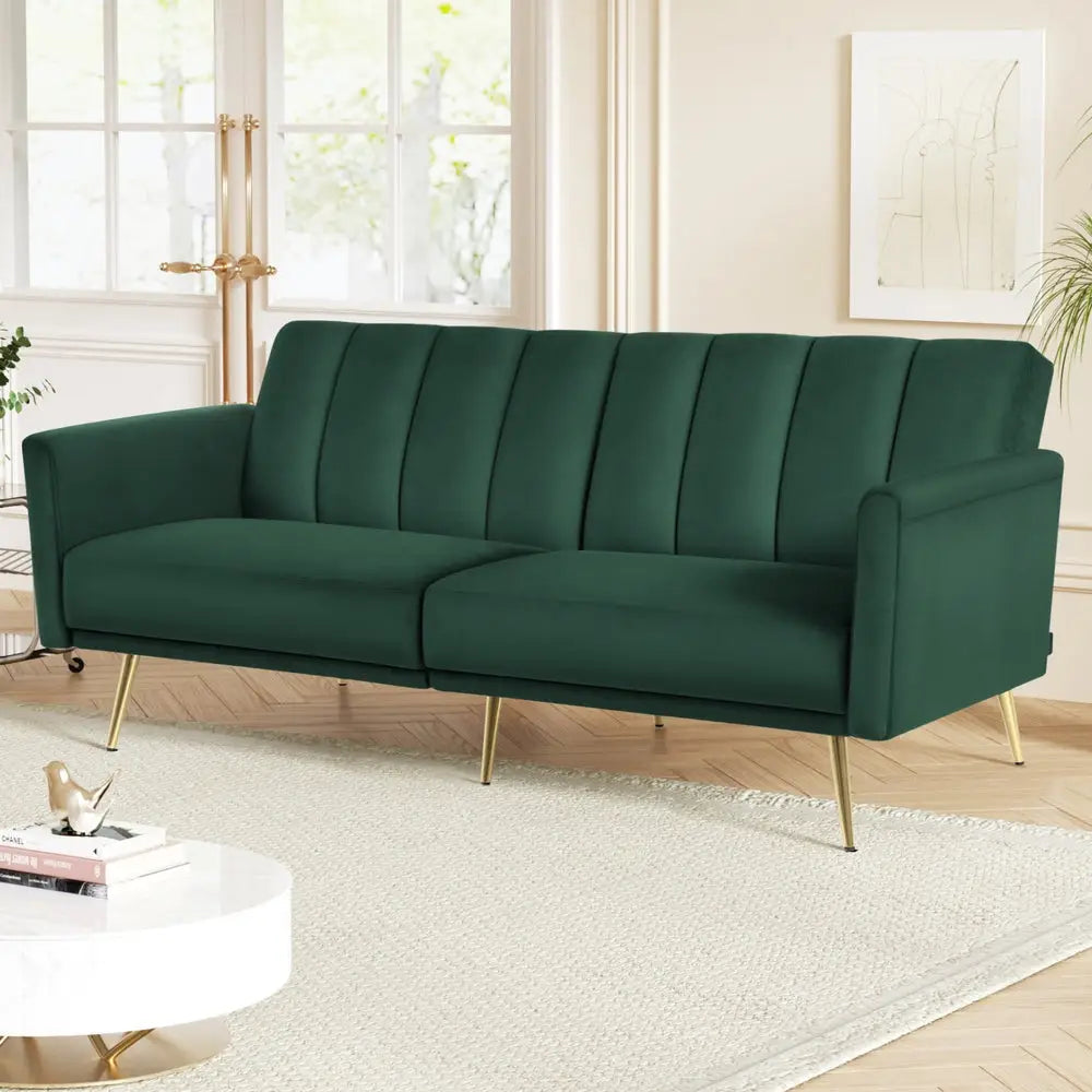 Sofa Bed 3 Seater Couch Convertible Lounge Adjustable Arm Recliner Velvet