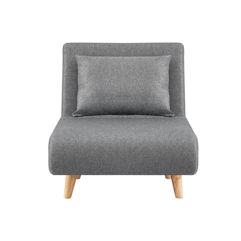 Sofa Bed Convertible Couch Recliner Lounge Chair Linen Grey