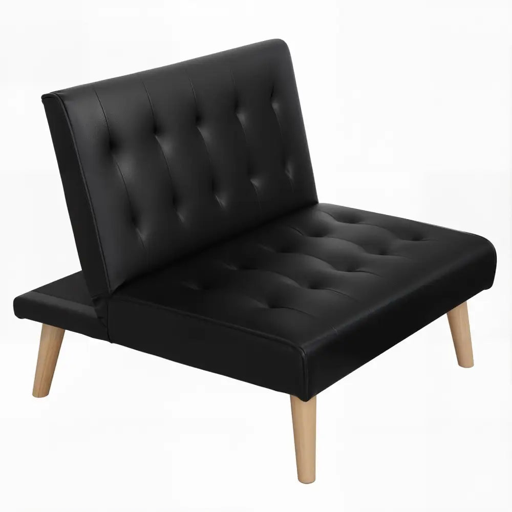 Sofa Bed Couch 1 Seater Lounge Fabric Black