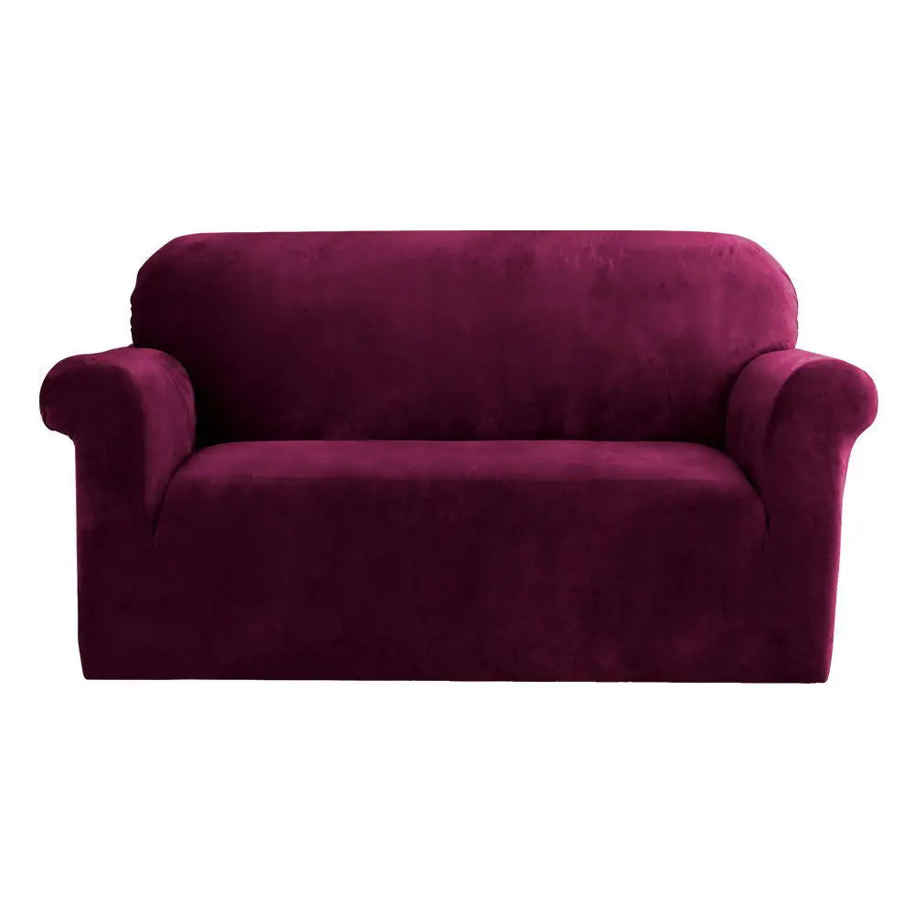 Sofa Cover Couch Covers 2 Seater Velvet Ruby Red