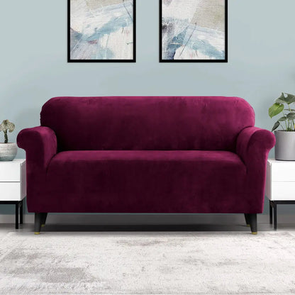 Sofa Cover Couch Covers 3 Seater Velvet Ruby Red