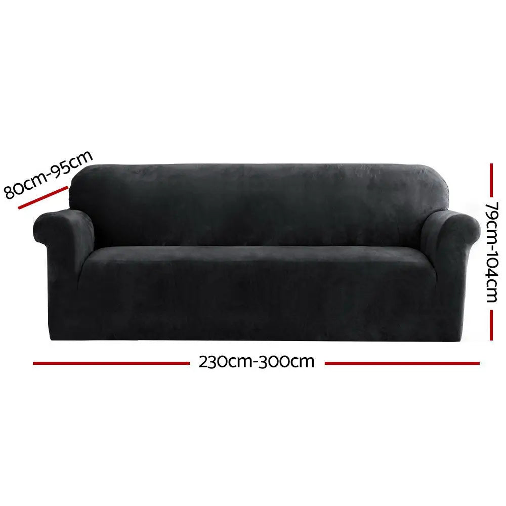 Sofa Cover Couch Covers 4 Seater Velvet Black