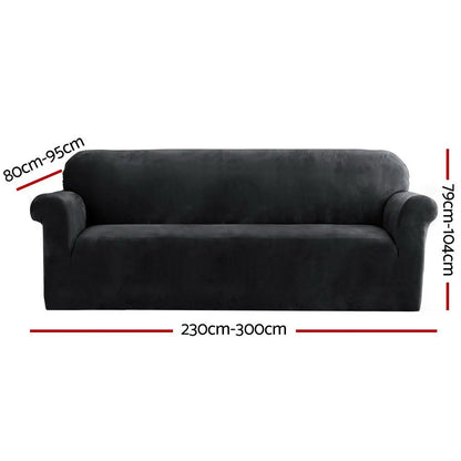 Sofa Cover Couch Covers 4 Seater Velvet Black