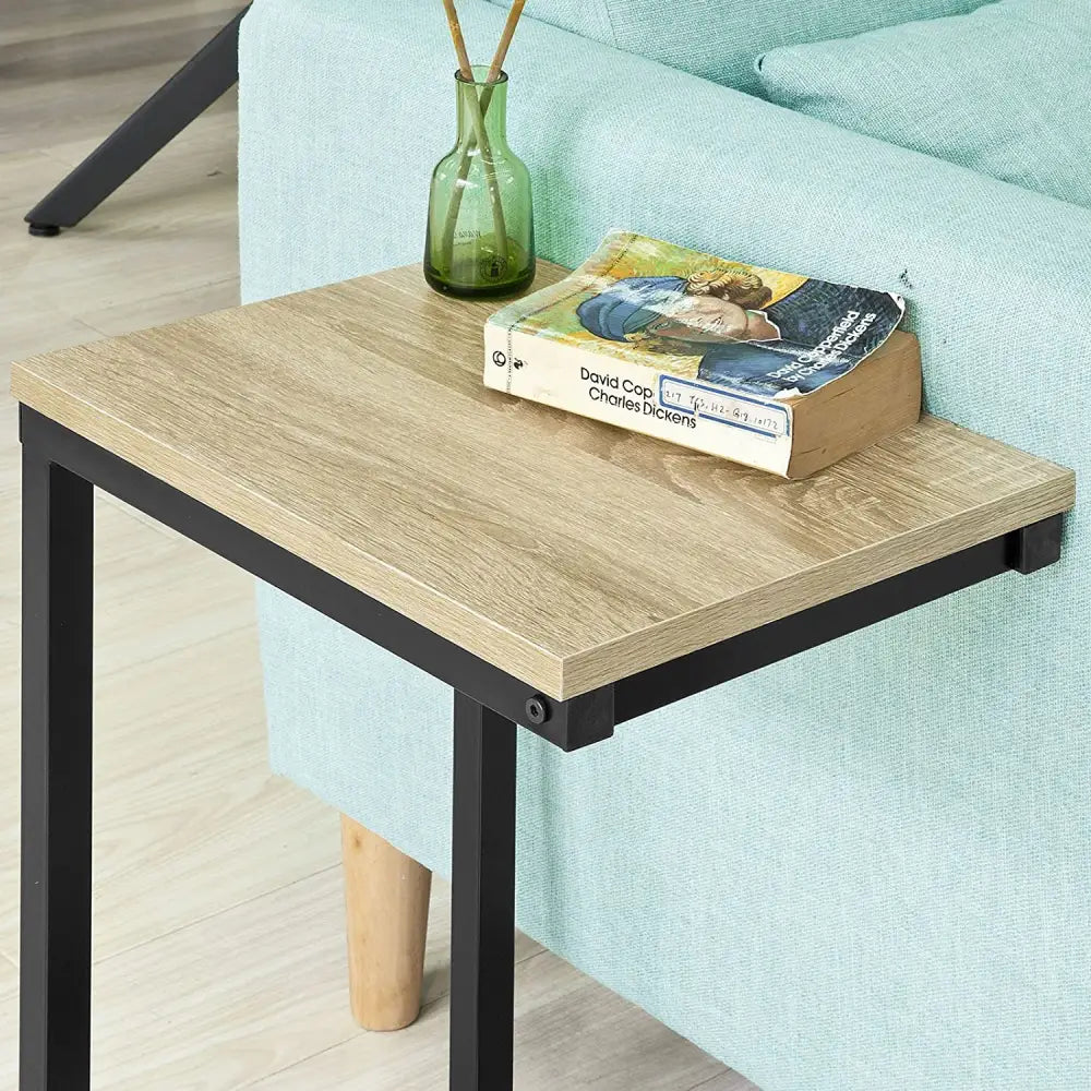 Sofa Side Table for Coffee Time | Modern Table Light Wood-grain Black