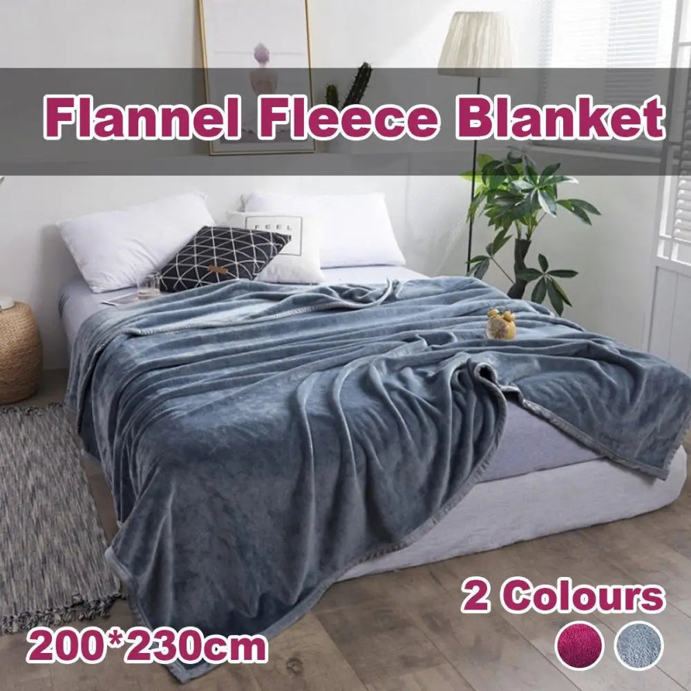 Soft Winter Flannel Blanket for Office Home Lunch Break Warm Cozy Throw - Wine Red