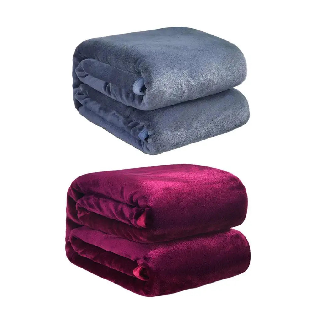 Soft Winter Flannel Blanket for Office Home Lunch Break Warm Cozy Throw - Wine Red
