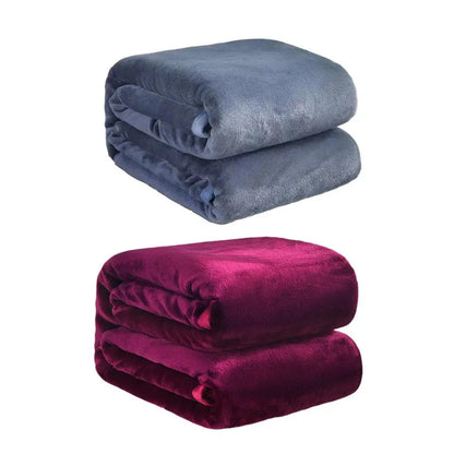 Soft Winter Flannel Blanket for Office Home Lunch Break Warm Cozy Throw - Wine Red