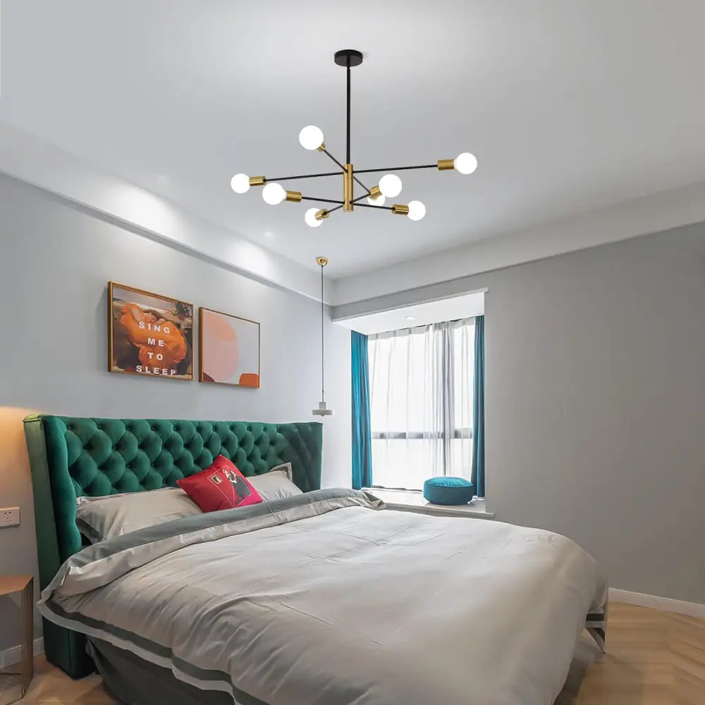 Sputnik Chandelier Modern Industrial 8-light Black & Gold