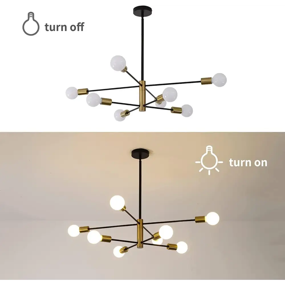 Sputnik Chandelier Modern Industrial 8-light Black & Gold