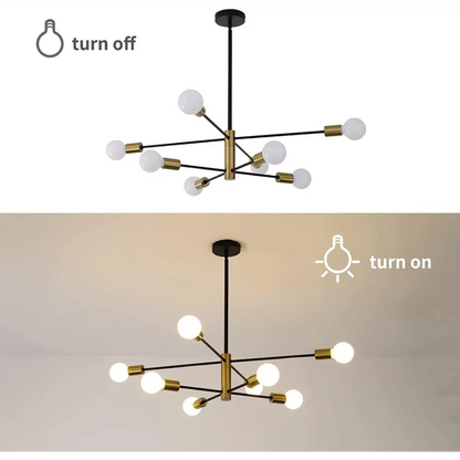 Sputnik Chandelier Modern Industrial 8-light Black & Gold