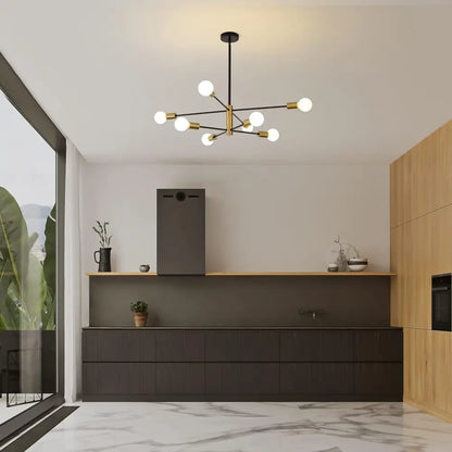 Sputnik Chandelier Modern Industrial 8-light Black & Gold