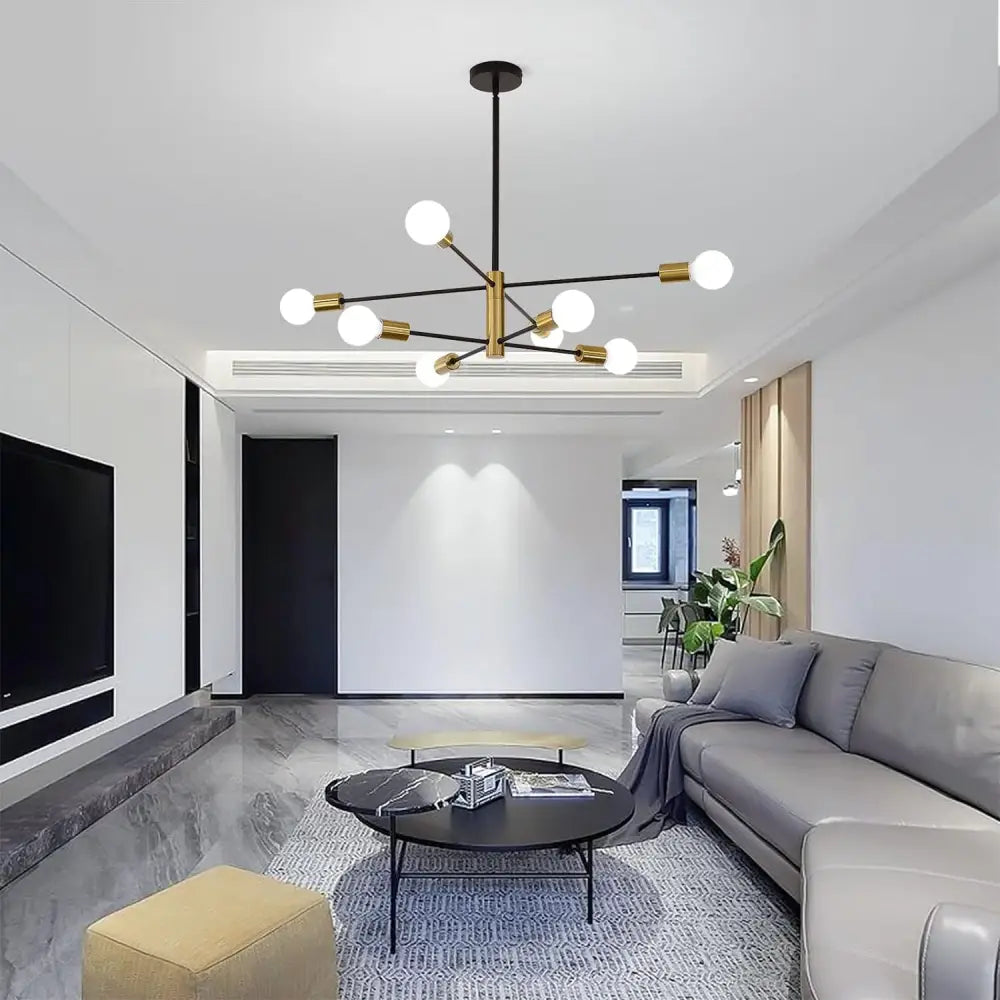 Sputnik Chandelier Modern Industrial 8-light Black & Gold