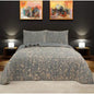 Stone Wash Gun Metal 100% Cotton Quilted 3 Pcs Bedspread Coverlet Set Super King