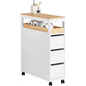 Storage Cart Narrow Cabinet Wheels Tray Drawers