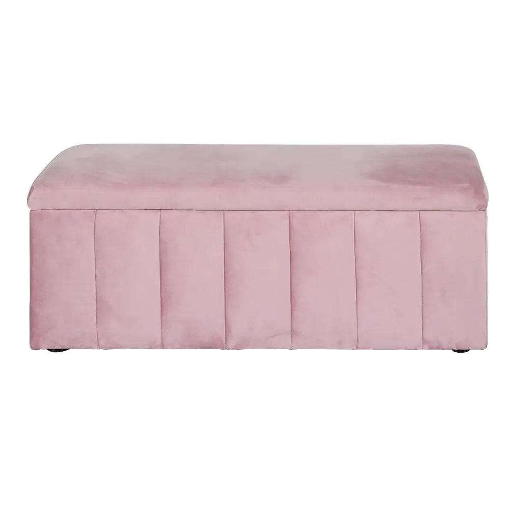 Storage Ottoman Blanket Box 103cm Velvet Pink