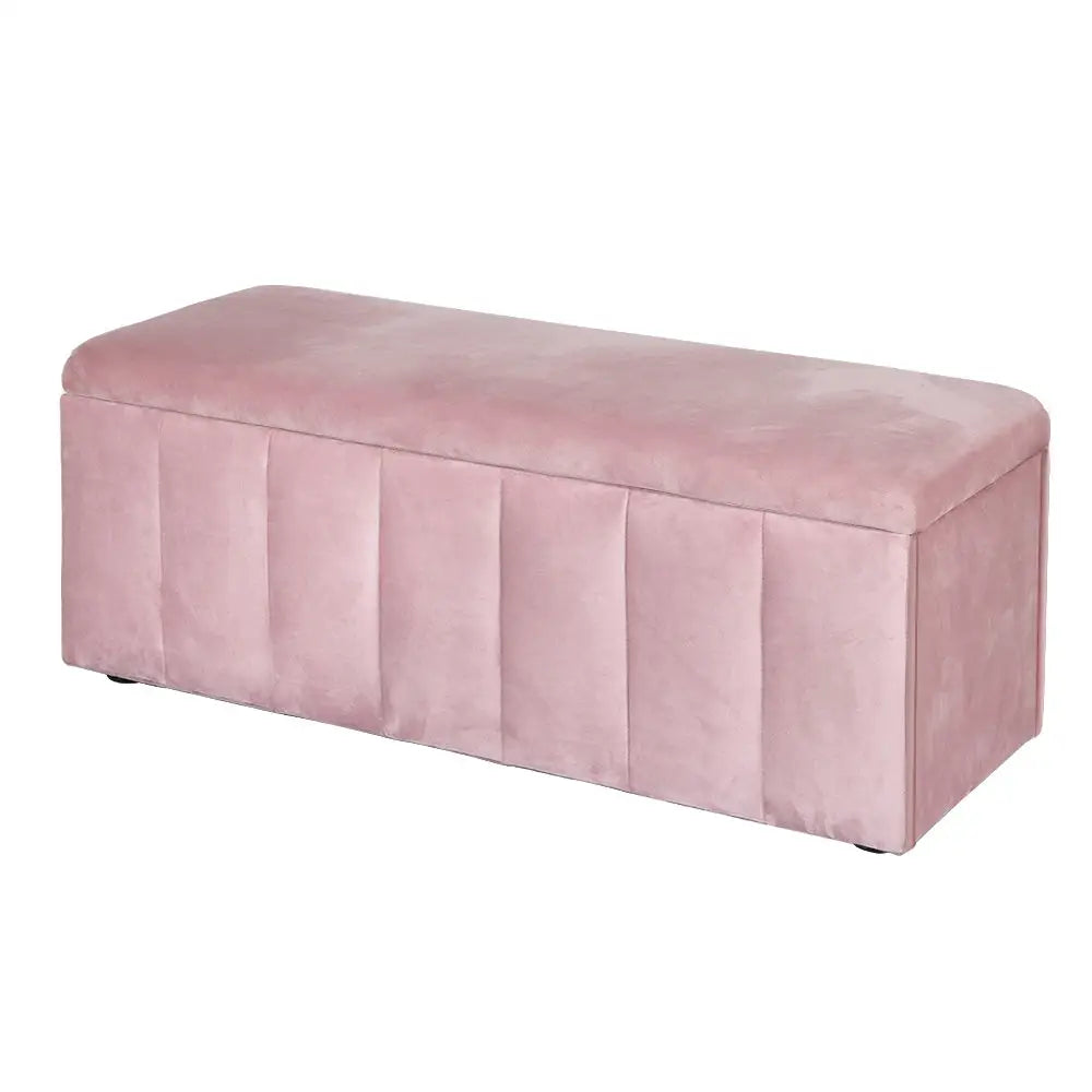 Storage Ottoman Blanket Box 103cm Velvet Pink