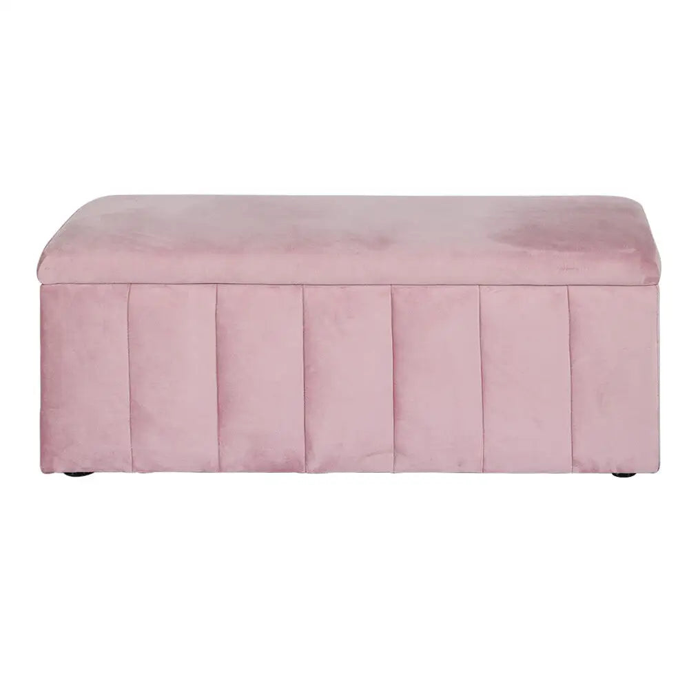 Storage Ottoman Blanket Box 103cm Velvet Pink