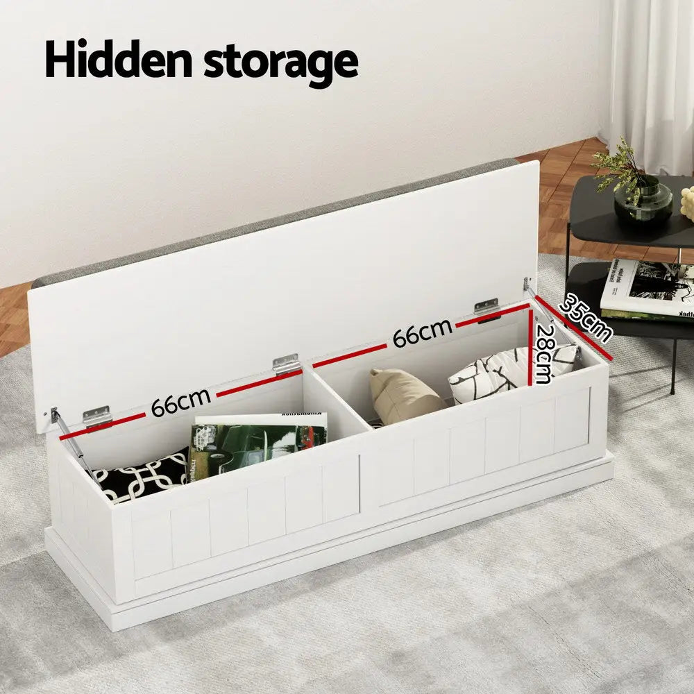 Storage Ottoman Blanket Box 140cm Fluted Grey
