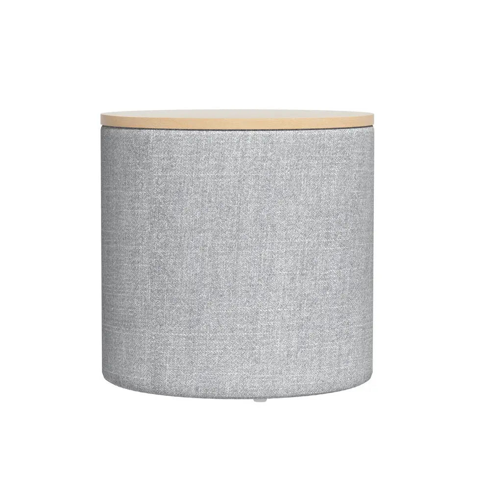 Storage Ottoman Blanket Box 40cm Linen Round Grey