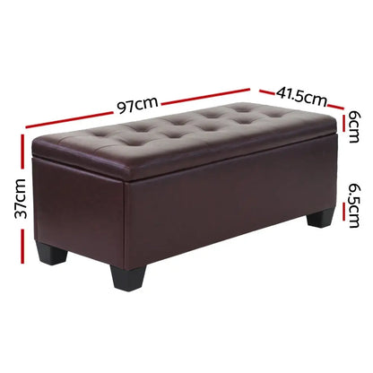 Storage Ottoman Blanket Box 97cm Leather Brown