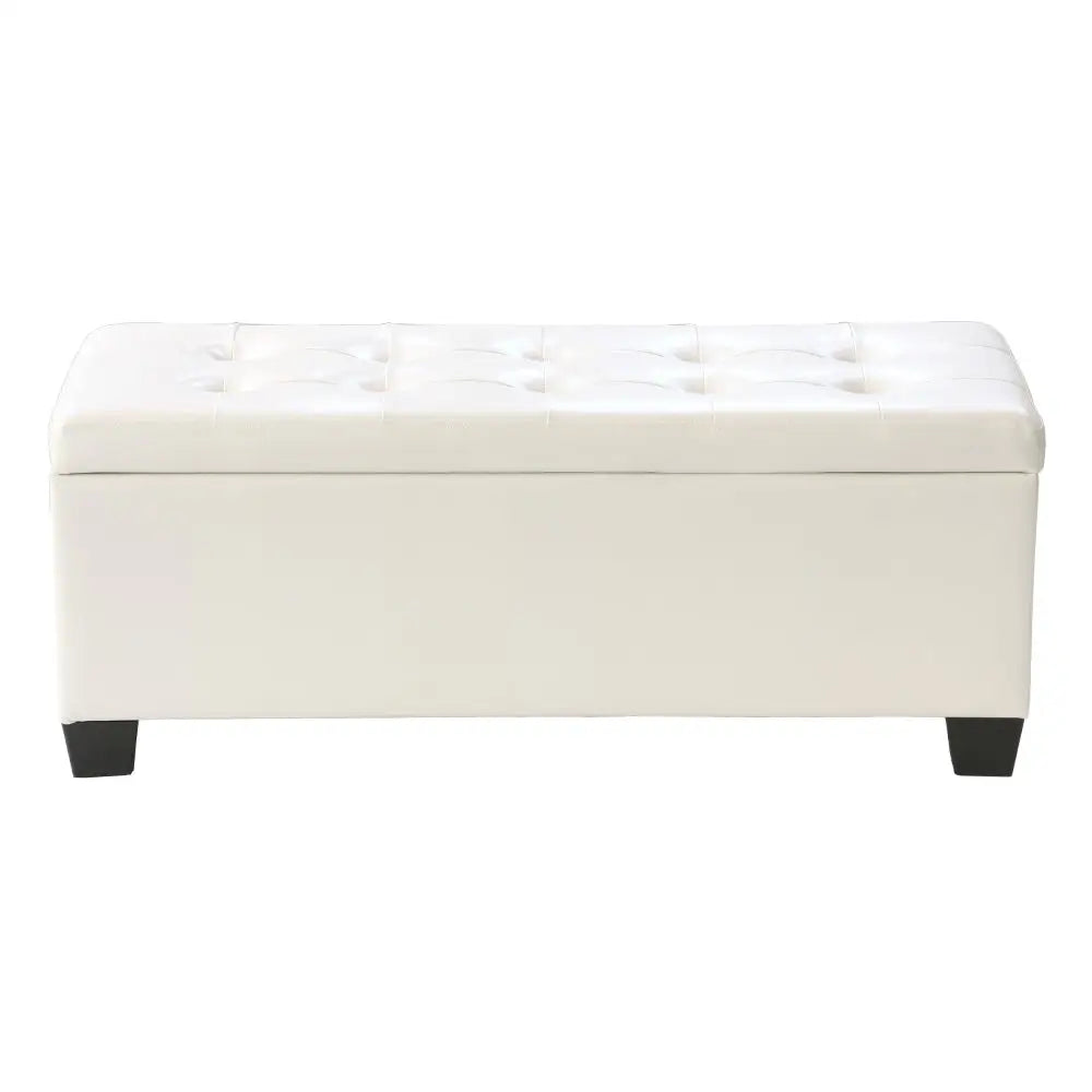 Storage Ottoman Blanket Box 97cm Leather White
