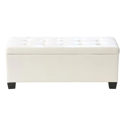 Storage Ottoman Blanket Box 97cm Leather White