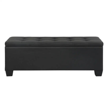 Storage Ottoman Blanket Box 97cm Linen Black