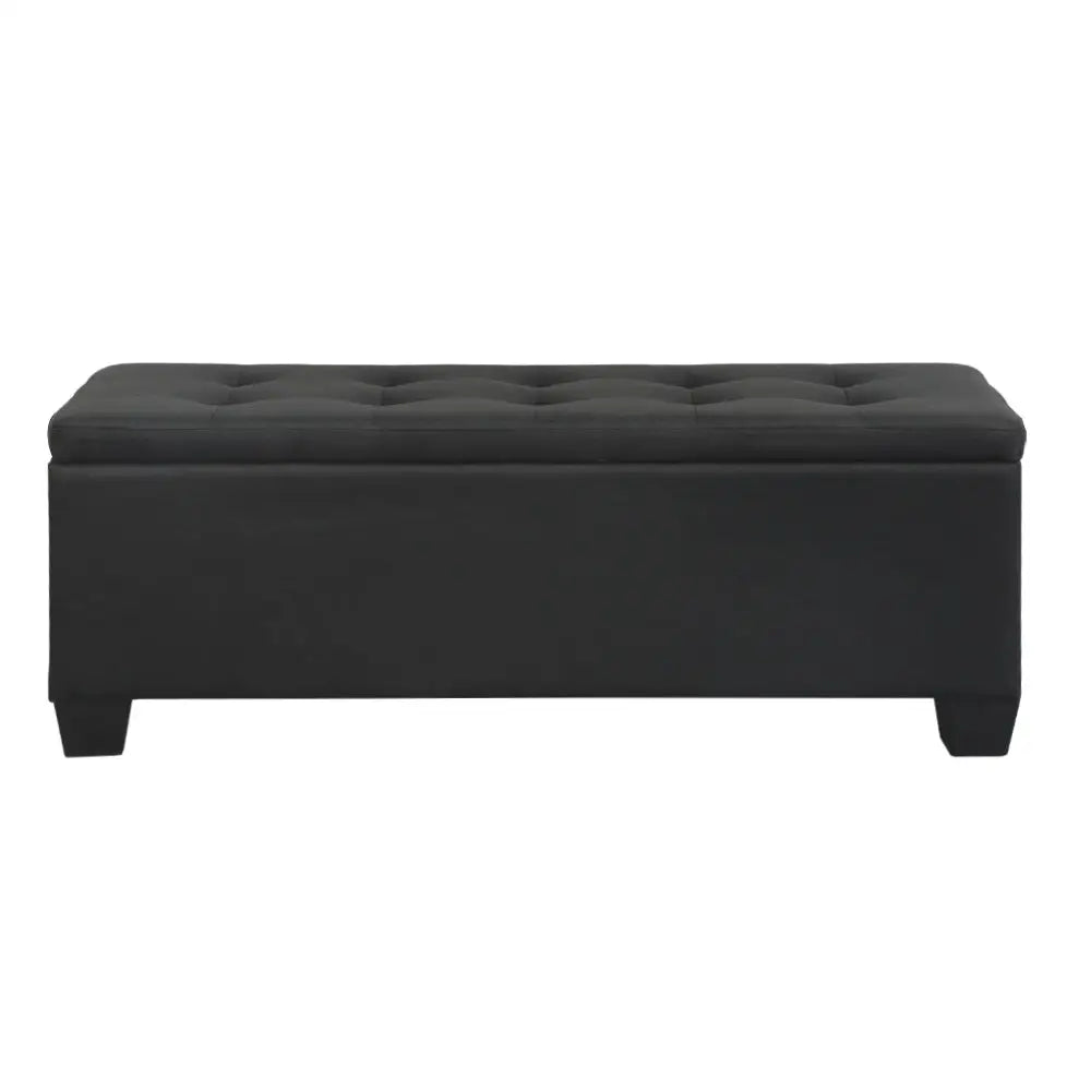 Storage Ottoman Blanket Box 97cm Linen Black