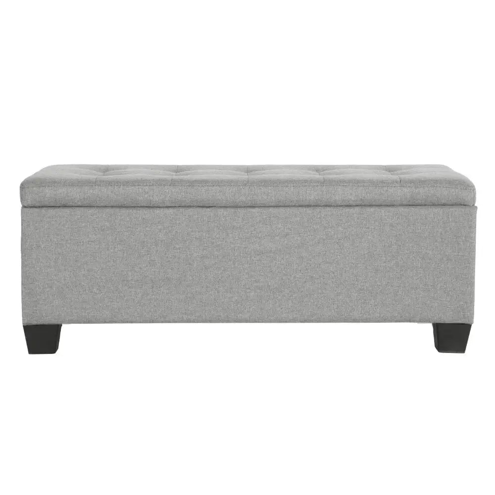 Storage Ottoman Blanket Box 97cm Linen Light Grey