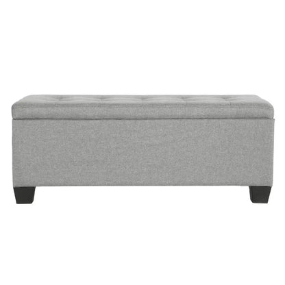 Storage Ottoman Blanket Box 97cm Linen Light Grey