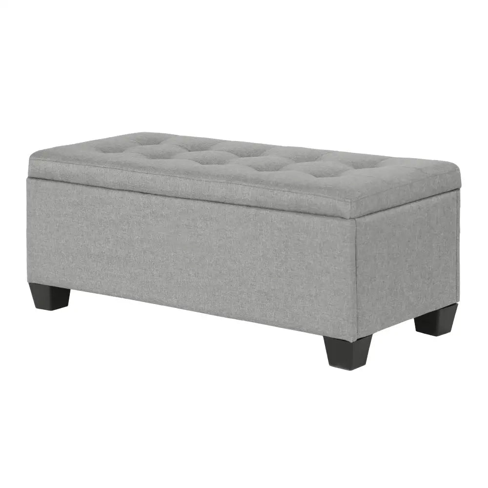 Storage Ottoman Blanket Box 97cm Linen Light Grey